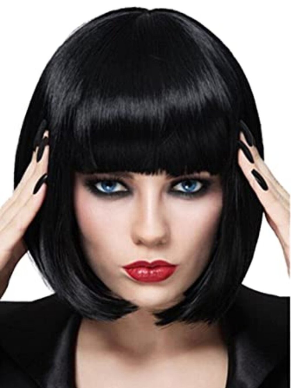 Black Bob Wigs for Women 12'' Short Hair Wig with Bangs